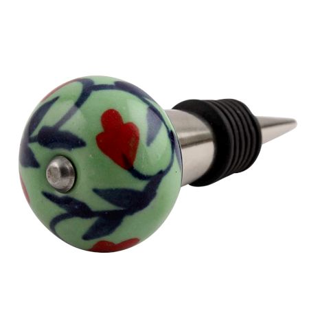 Red Anthurium Ceramic Wine Stopper